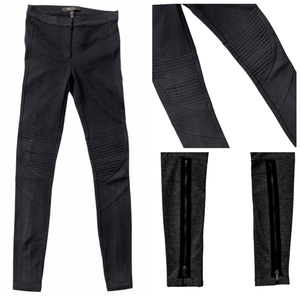 BCBGMaxAzria NWOT 0 Black Trousers Slacks Pants Zippered back legs Slim leg fit